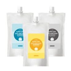 슈퍼케어 세이프 향균 핸드워시 리필 3종 레몬향+파우더향+무향 450ml 1set